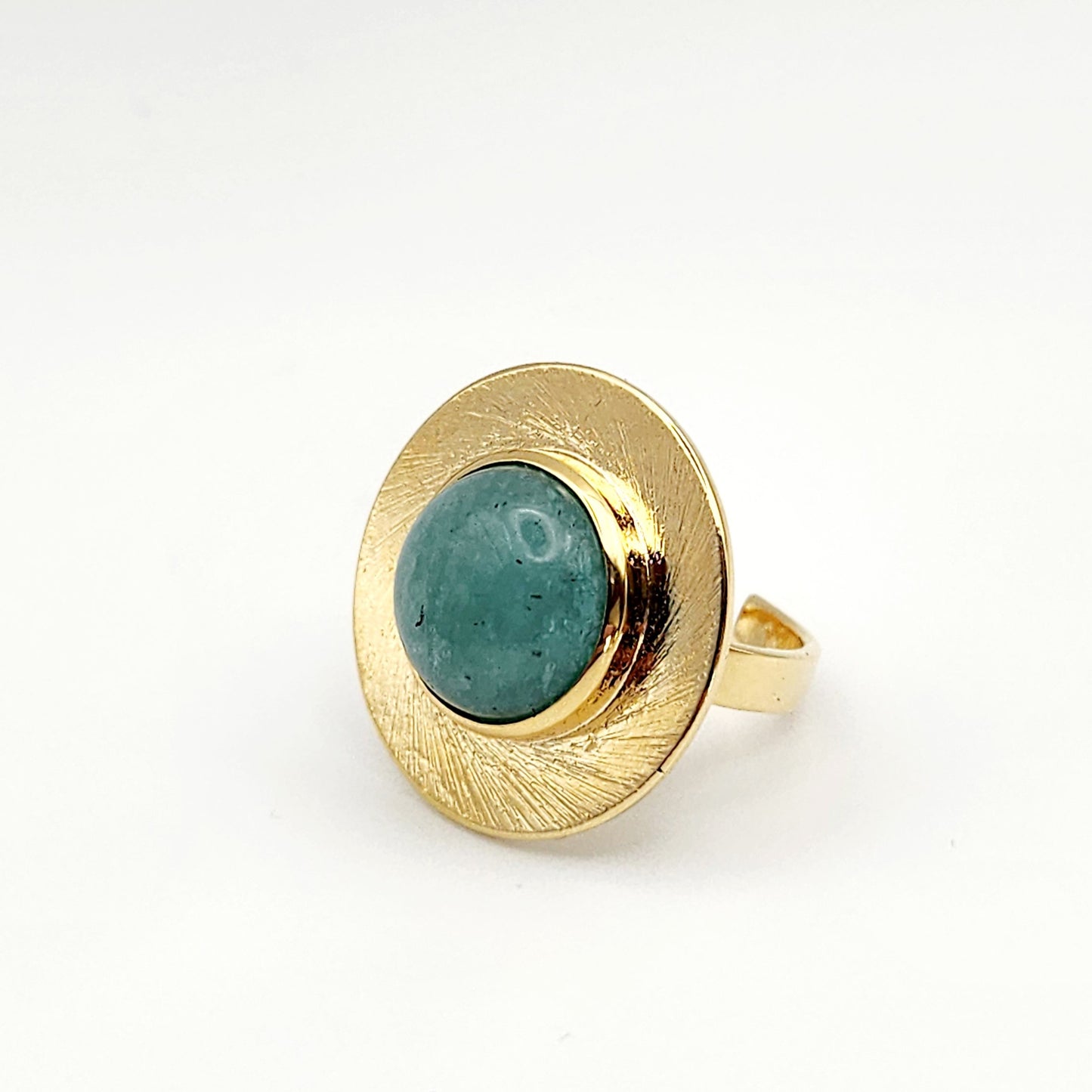 Bague Patricia en plaqué or sertie d'une Amazonite