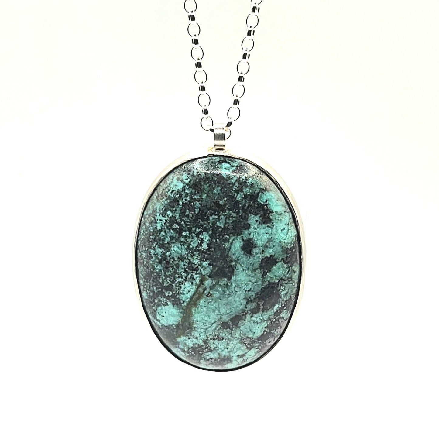 Collier en Argent Massif et Jaspe Africain.