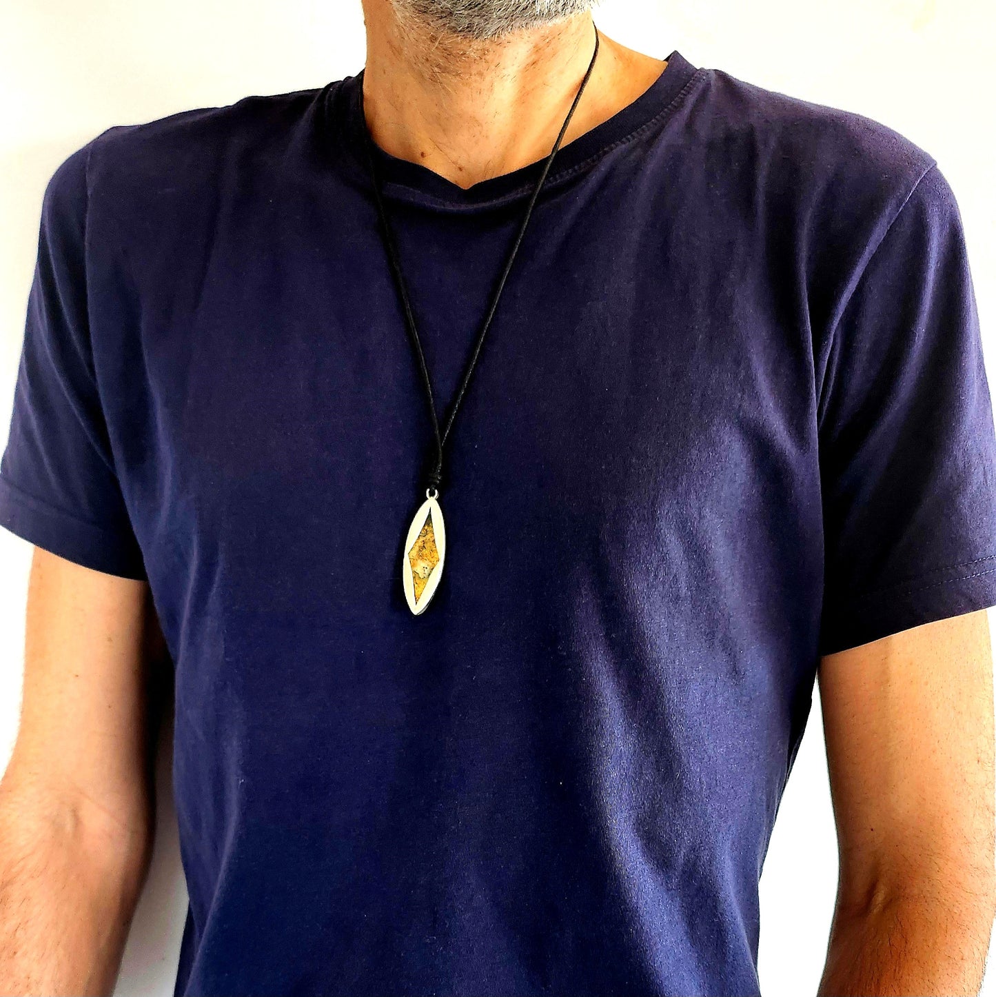 Collier en Argent Massif et Jaspe Bourbon. Pièce unique