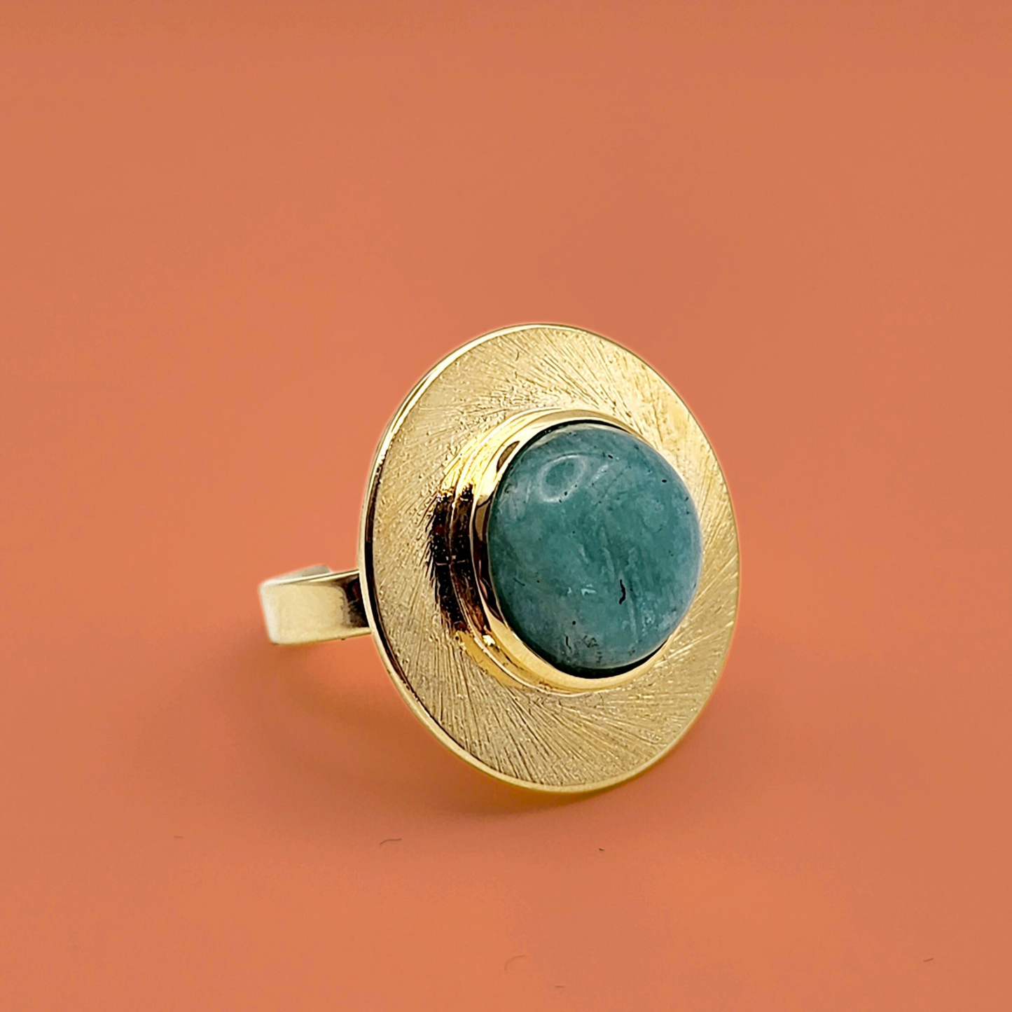 Bague Patricia en plaqué or sertie d'une Amazonite