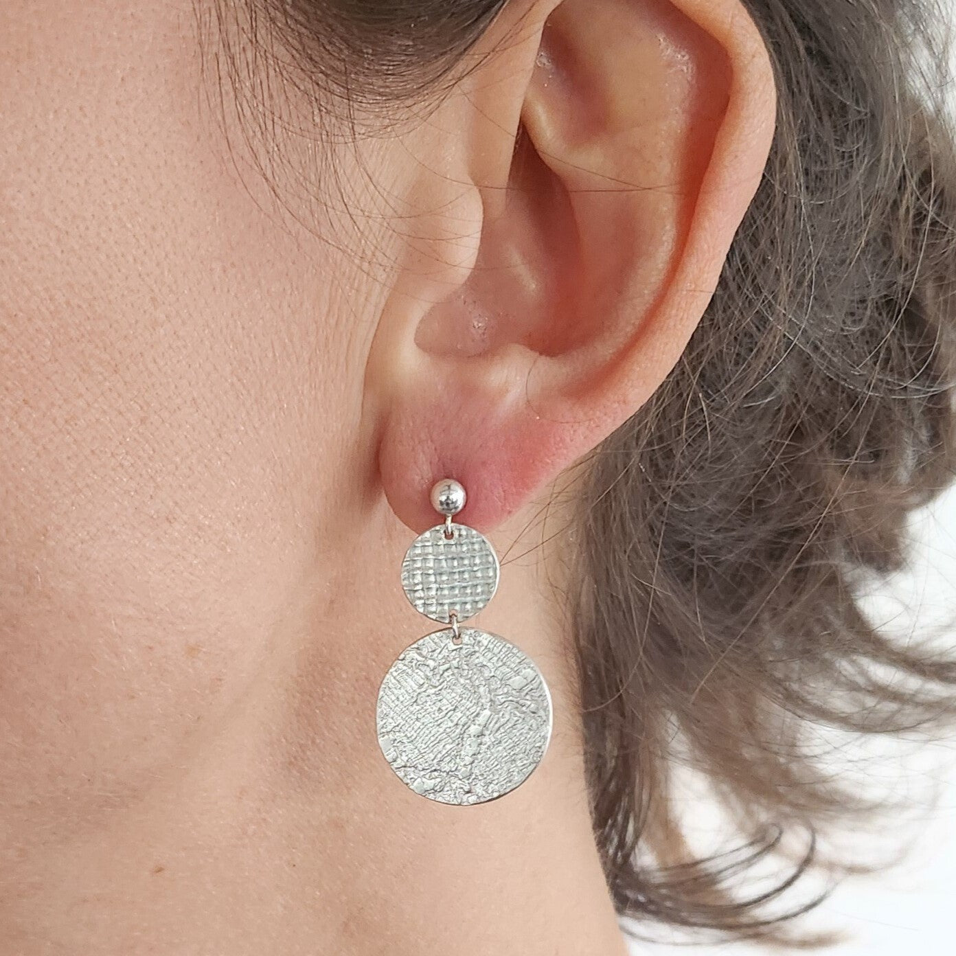 Boucles d'oreilles Double pastille en Argent