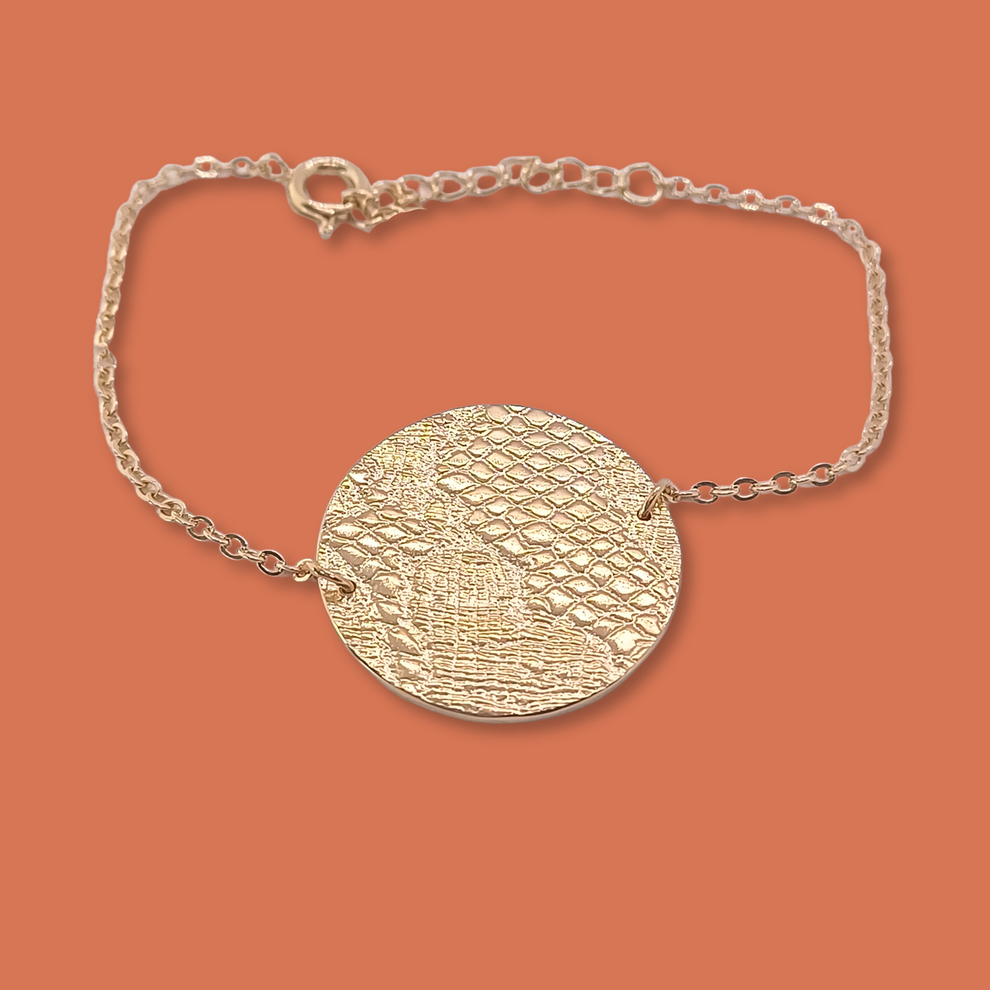 Bracelet Pastille en Plaqué Or, motif dentelle double face