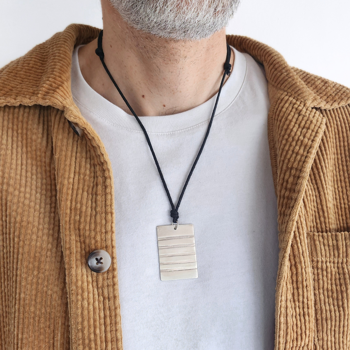 Collier Homme Plaque Argent. Pièce unique