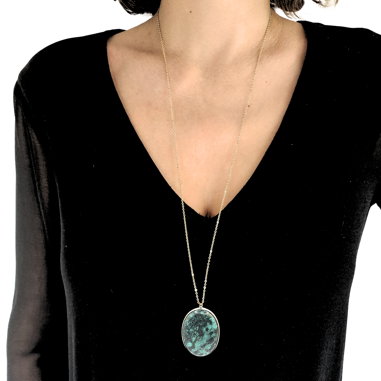 Collier en Argent Massif et Jaspe Africain.