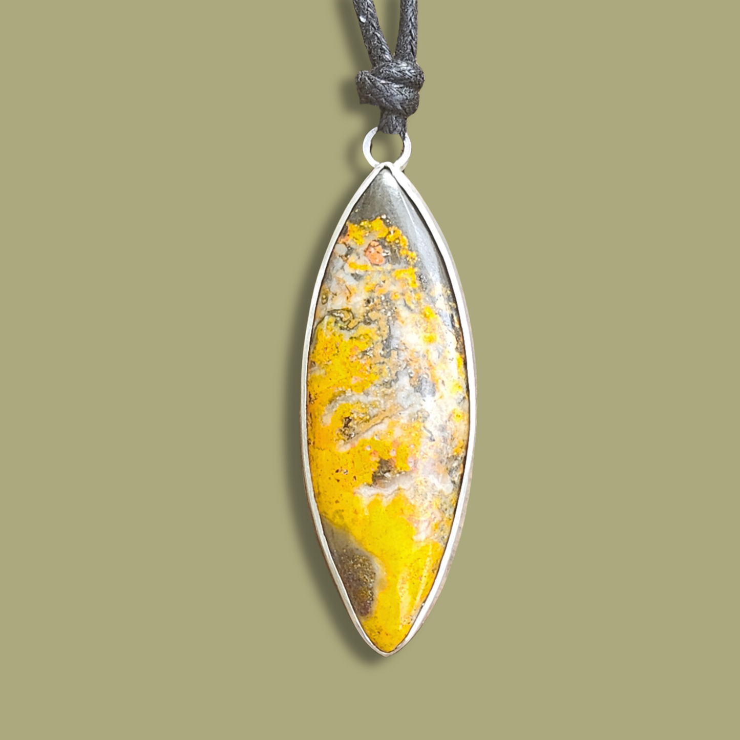 Collier en Argent Massif et Jaspe Bourbon. Pièce unique