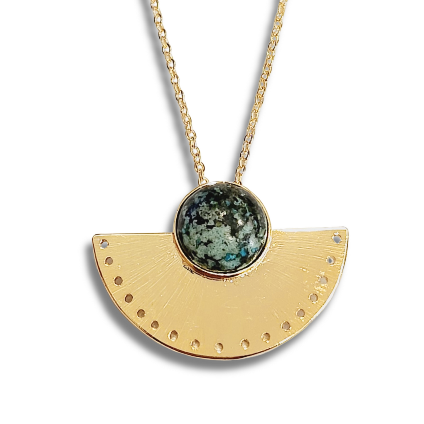 Collier Penelope plaqué or serti d'un Jaspe Africain