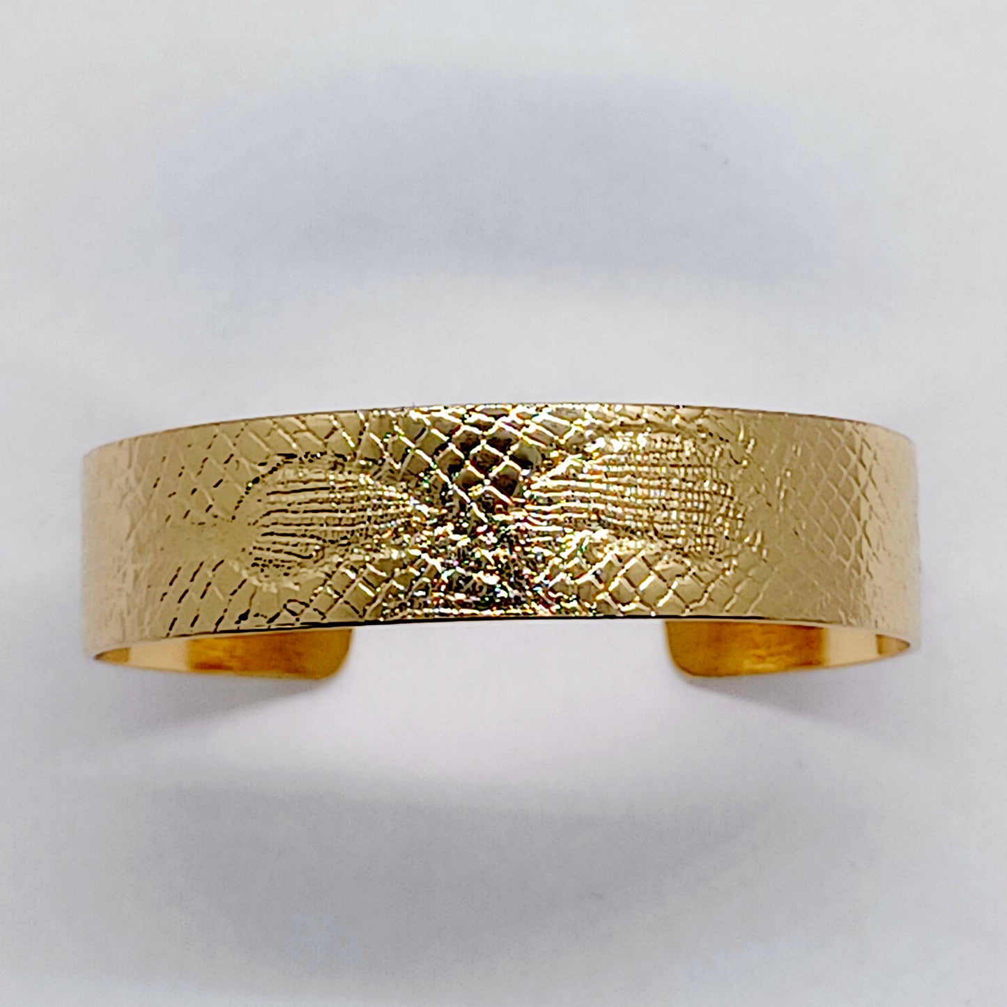 Bracelet Manchette en Plaqué Or, motif dentelle