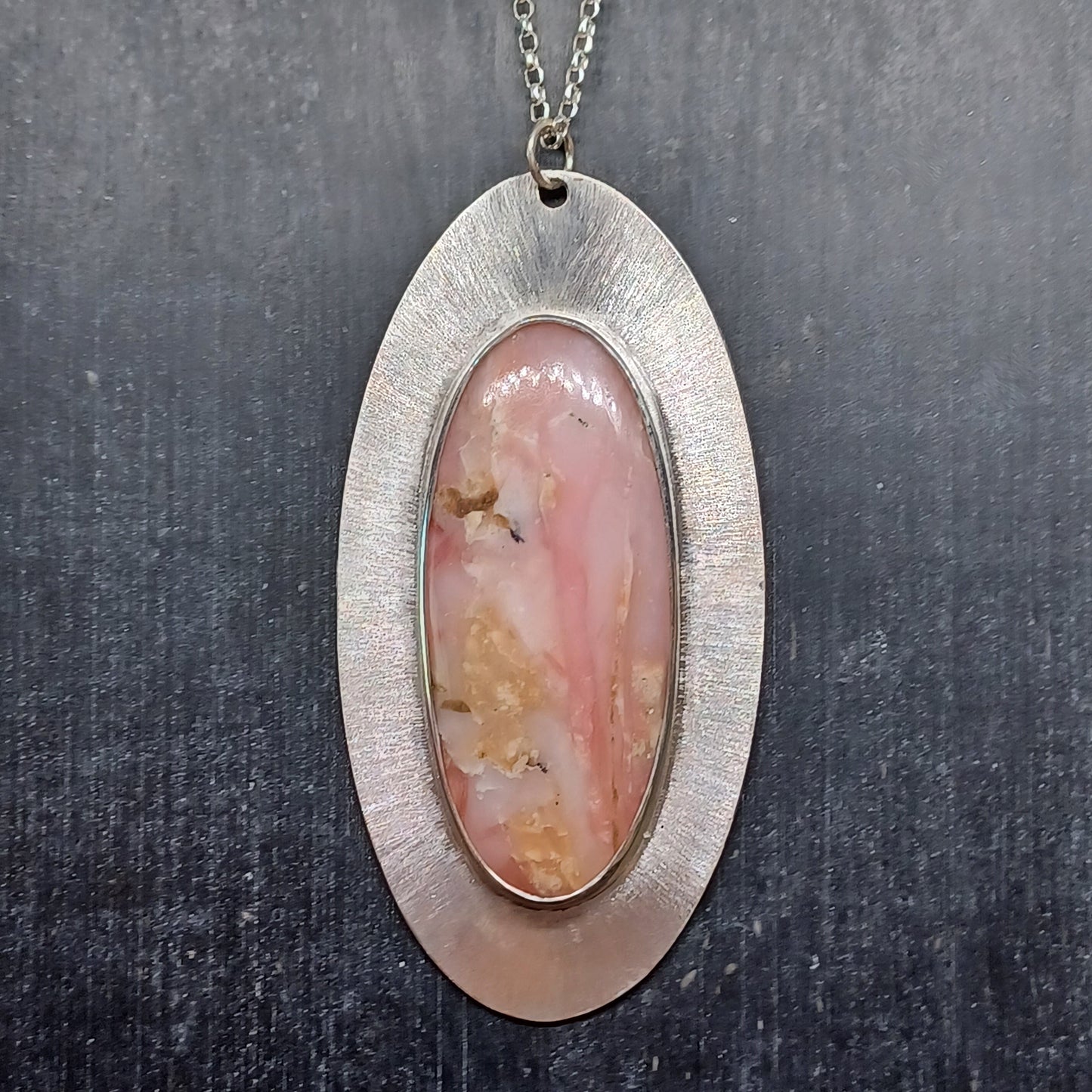 Collier solaire en Argent Massif et Opale des Andes. Pièce unique