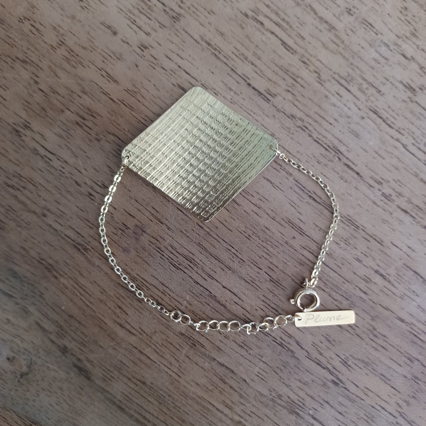 Bracelet losange en Plaqué Or, motif dentelle