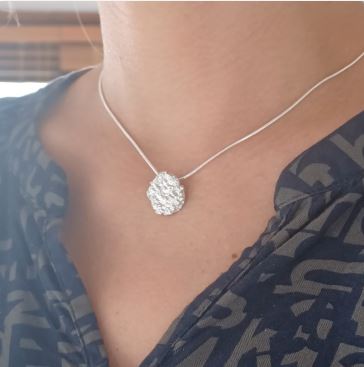 Collier Pépite en Argent Massif. Pièce unique