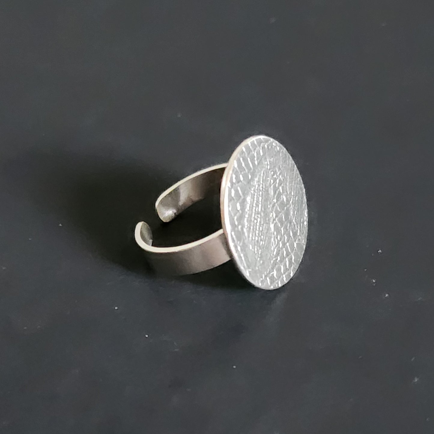 Bague Pastille en Argent ajustable, motif dentelle