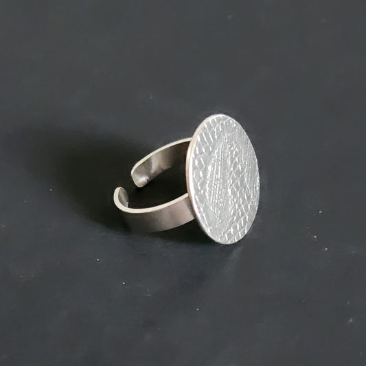 Bague Pastille en Argent ajustable, motif dentelle