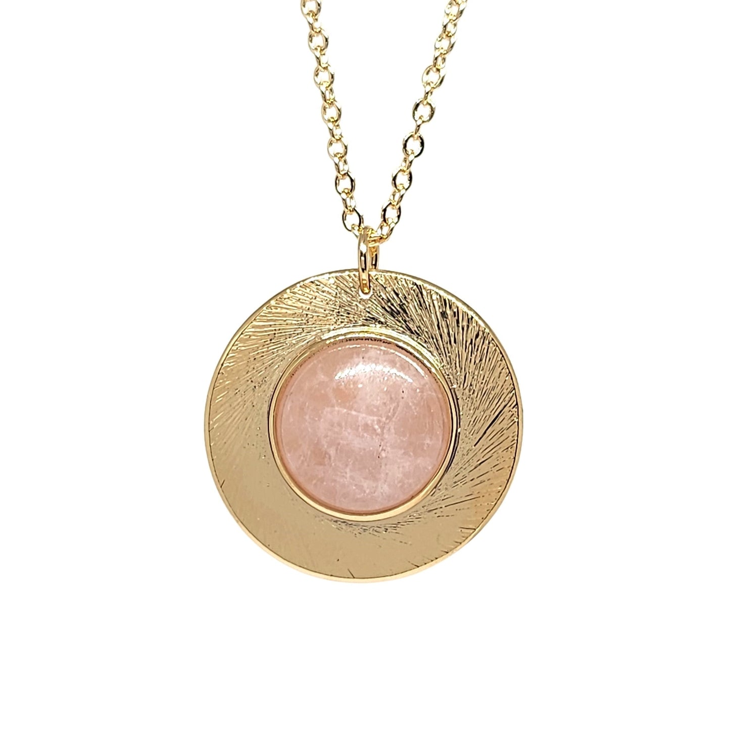 Collier Patricia plaqué or serti d'un Quartz Rose