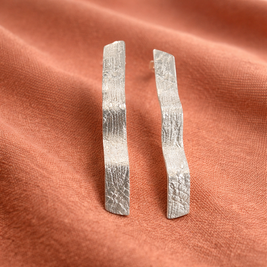 Boucles d'oreilles Vagues en Argent, dentelle de Calais