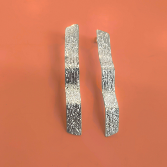 Boucles d'oreilles ondulées en Argent, motif dentelle