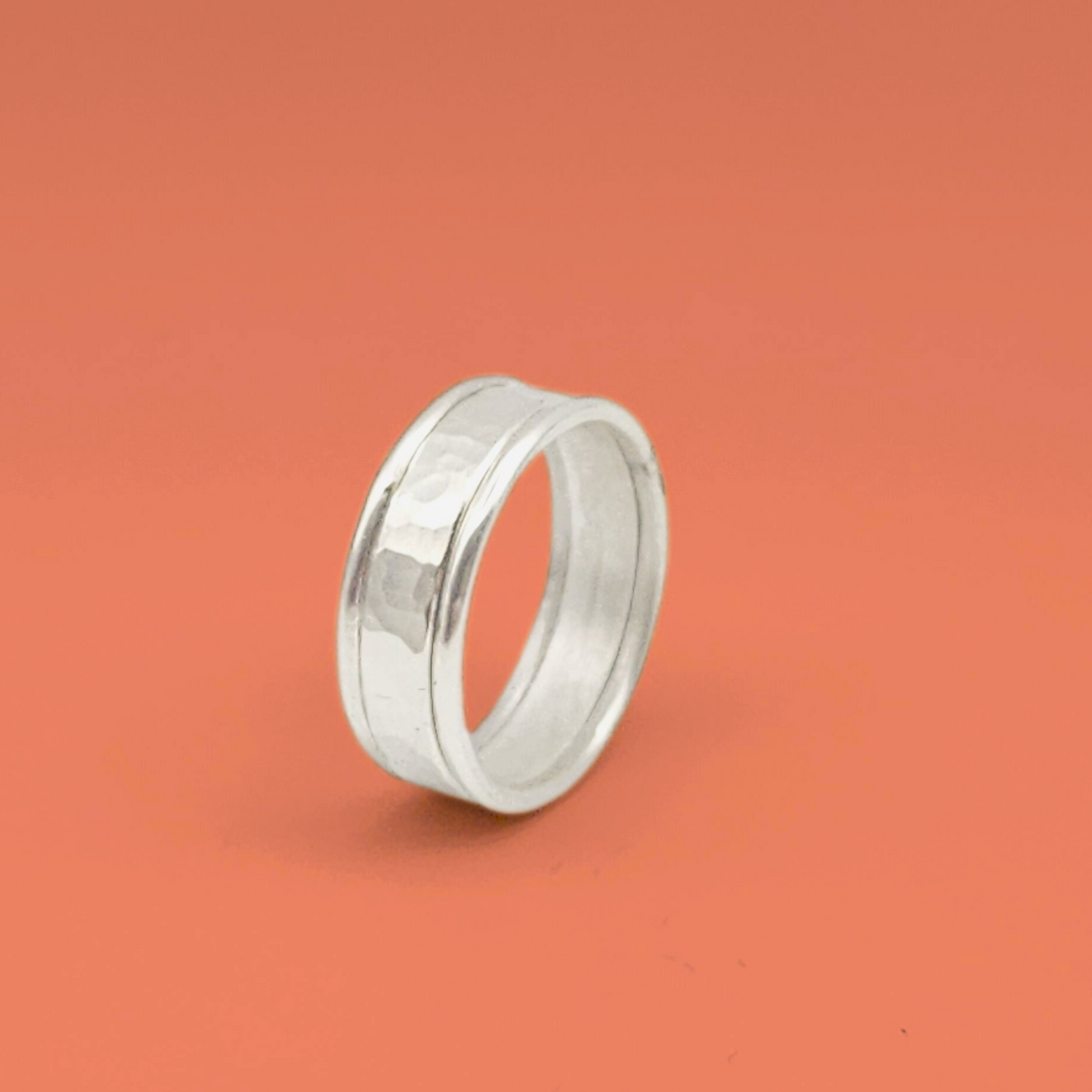 Bague Anneau en Argent Massif Martelé