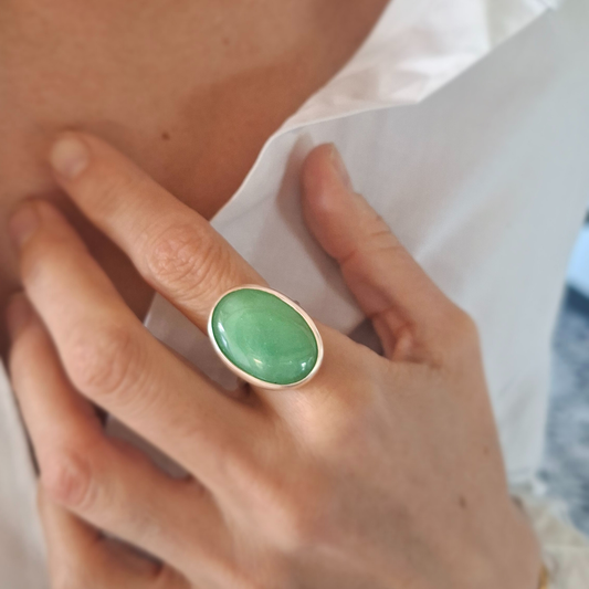 Bague en Argent Massif avec Aventurine