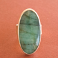 Bague large réglable en Argent Massif avec Emeraude naturelle