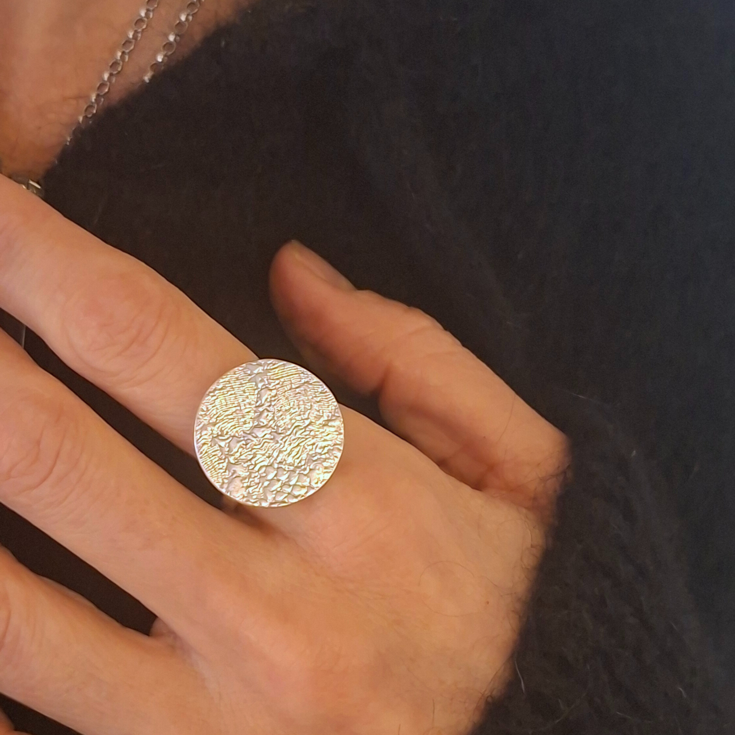 Bague de souhait en Argent Massif, motif dentelle, anneau martelé