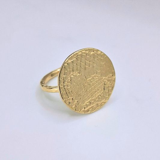 Bague Pastille en Plaqué Or, motif dentelle cœur