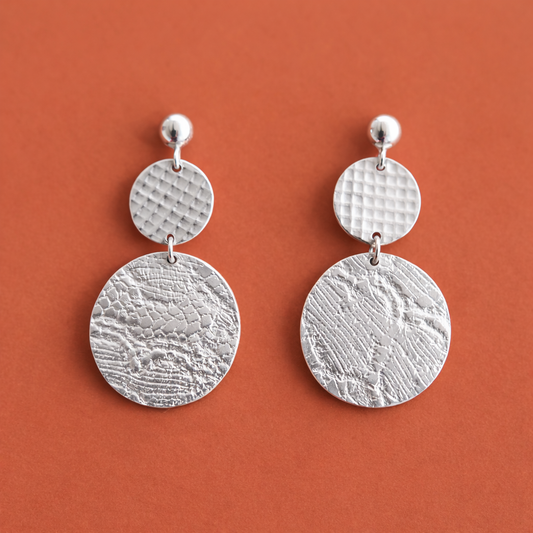 Boucles d'oreilles Double pastille en Argent