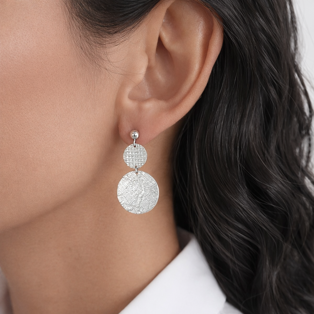 Boucles d'oreilles Double pastille en Argent