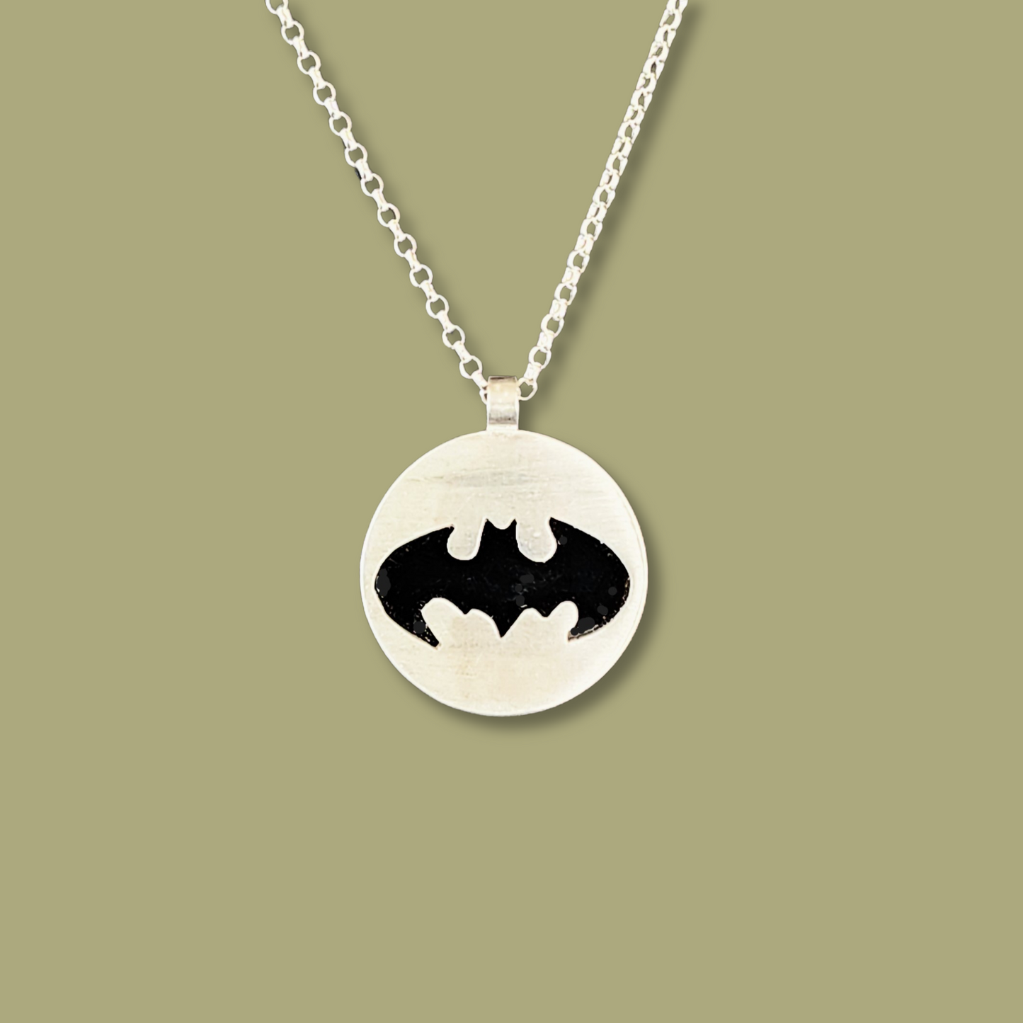 Collier Chauve-souris en Argent Massif et Onyx noir