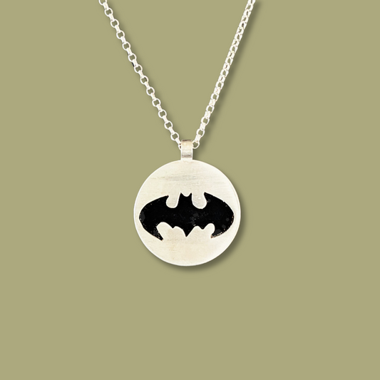 Collier Chauve-souris en Argent Massif et Onyx noir