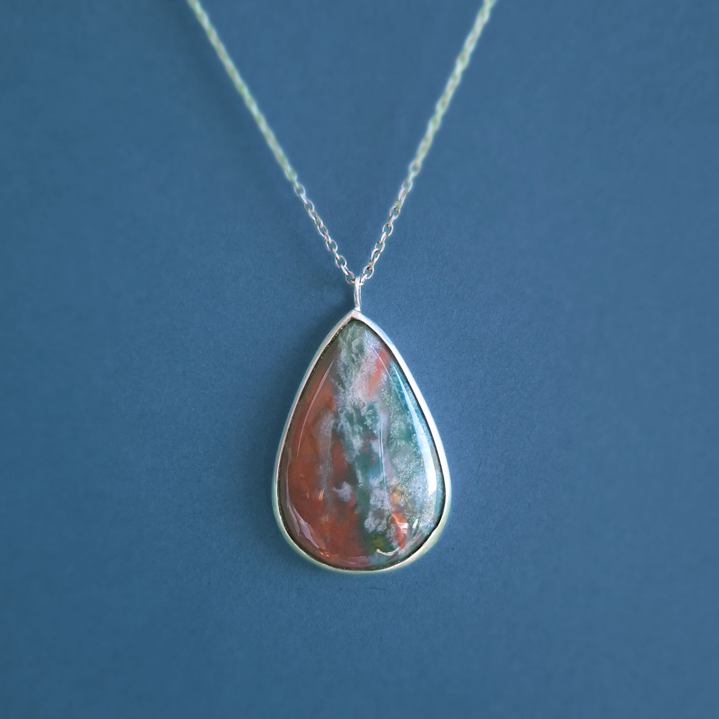 Collier en Argent Massif et Héliotrope. Pièce unique