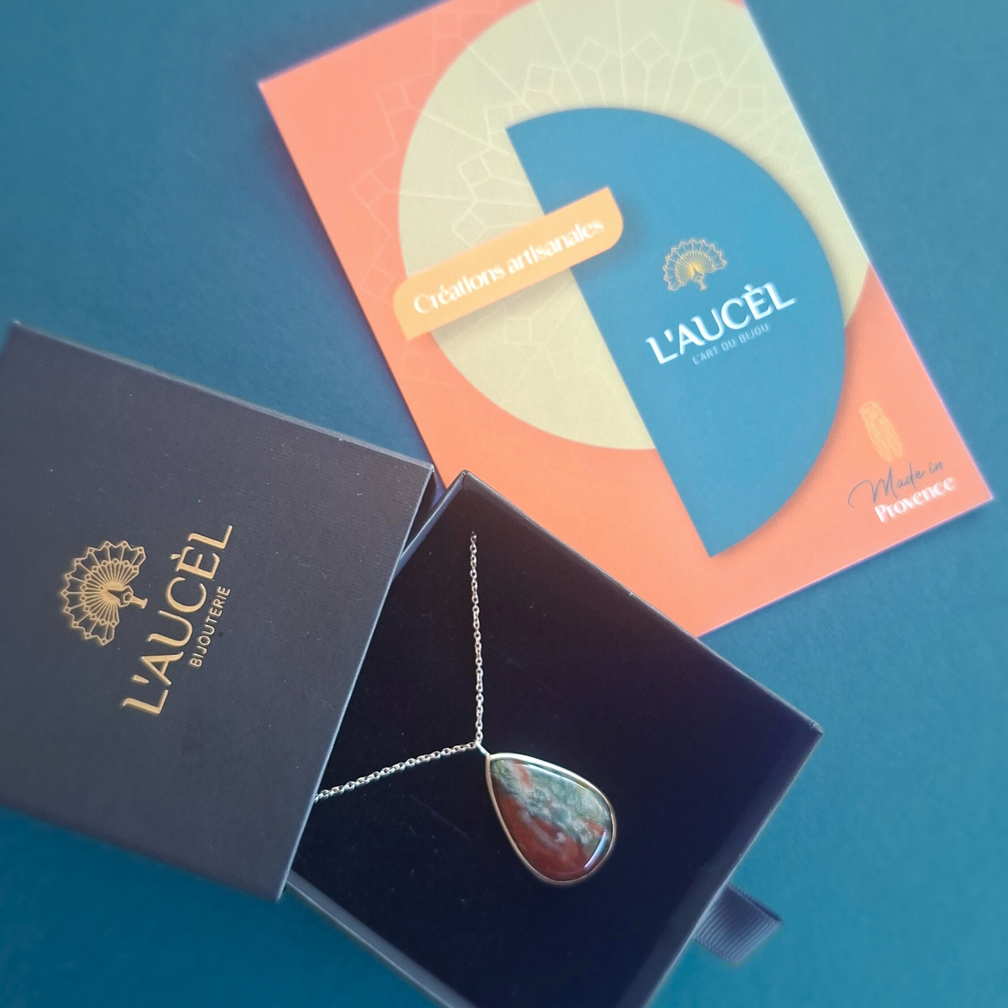 Collier en Argent Massif et Héliotrope. Pièce unique