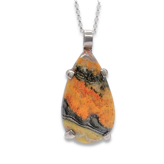 Collier en Argent Massif et Jaspe Bumble Bee. Pièce unique
