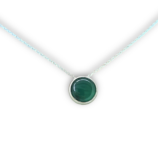 Collier Lili Argent serti d'une Agate verte