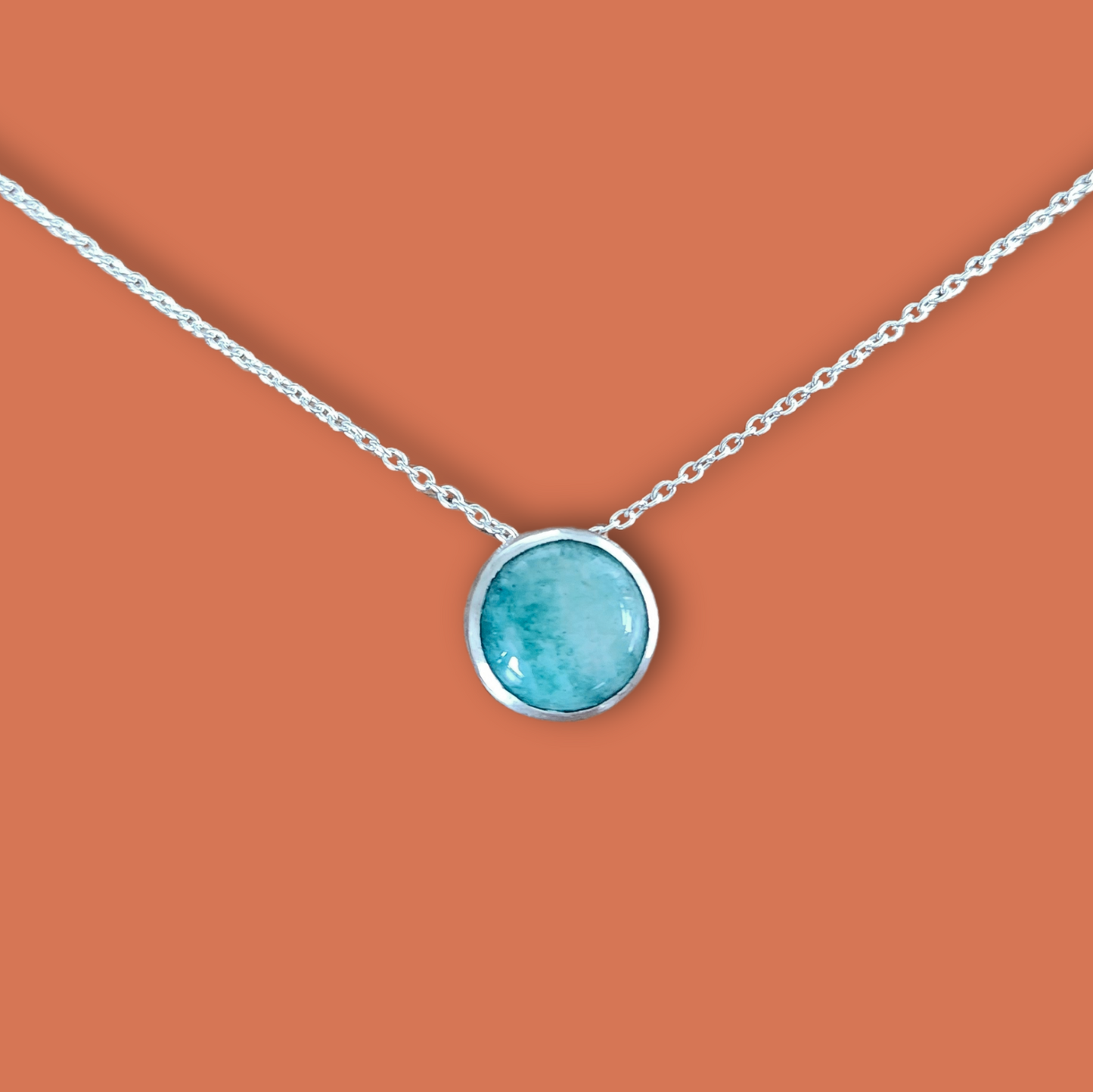 Collier Lili Argent serti d'une Amazonite