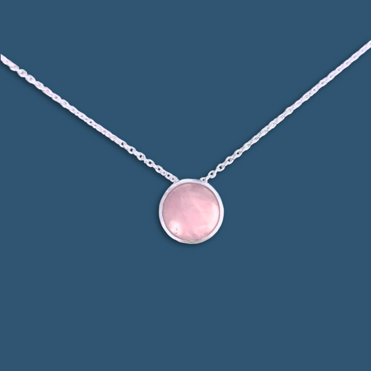 Collier Lili Argent serti d'un Quartz rose