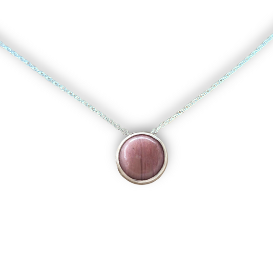 Collier Lili Argent serti d'une Rhodonite