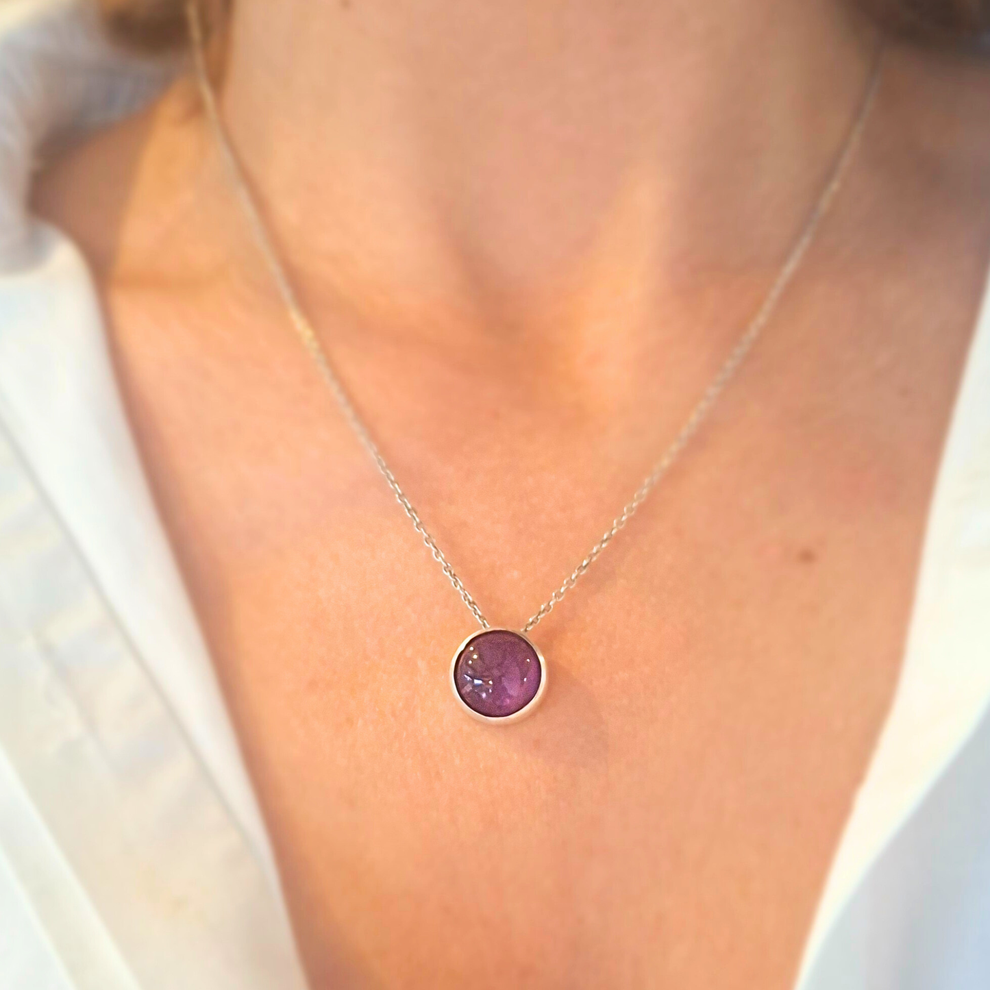 Collier Lili Argent serti d'une Améthyste