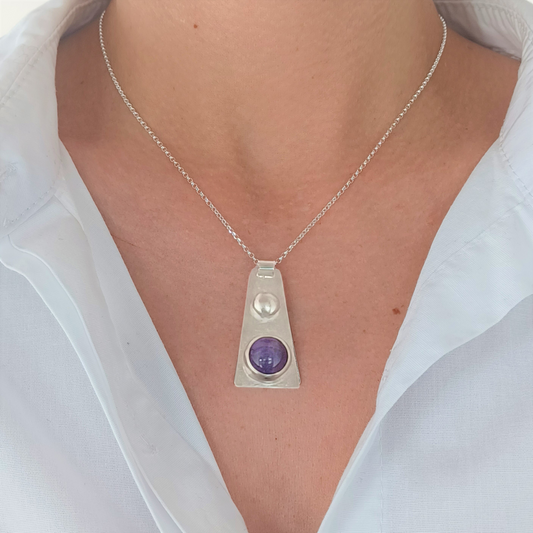 Collier Maya Argent serti d'une Améthyste