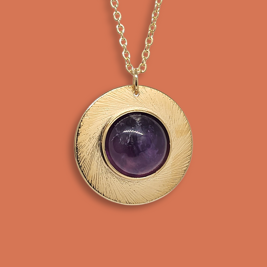 Collier Patricia plaqué or serti d'une Améthyste