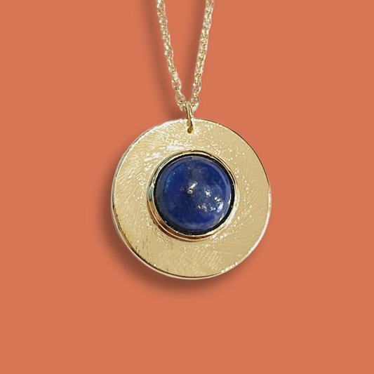 Collier Patricia plaqué or serti d'une Lapis Lazuli