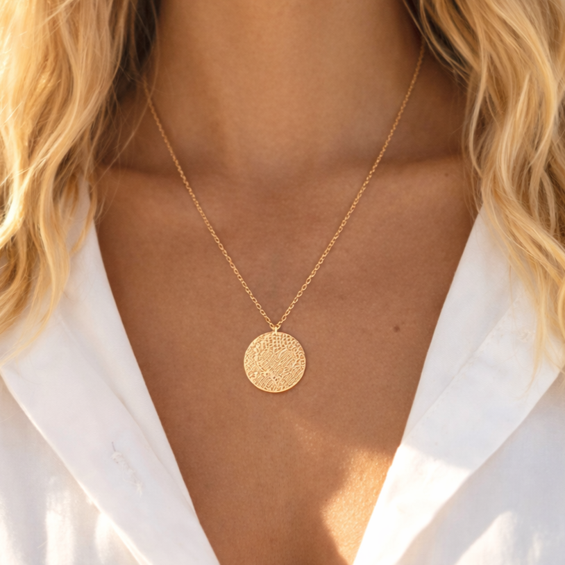 Collier Pastille en Plaqué Or double face, motif cœur