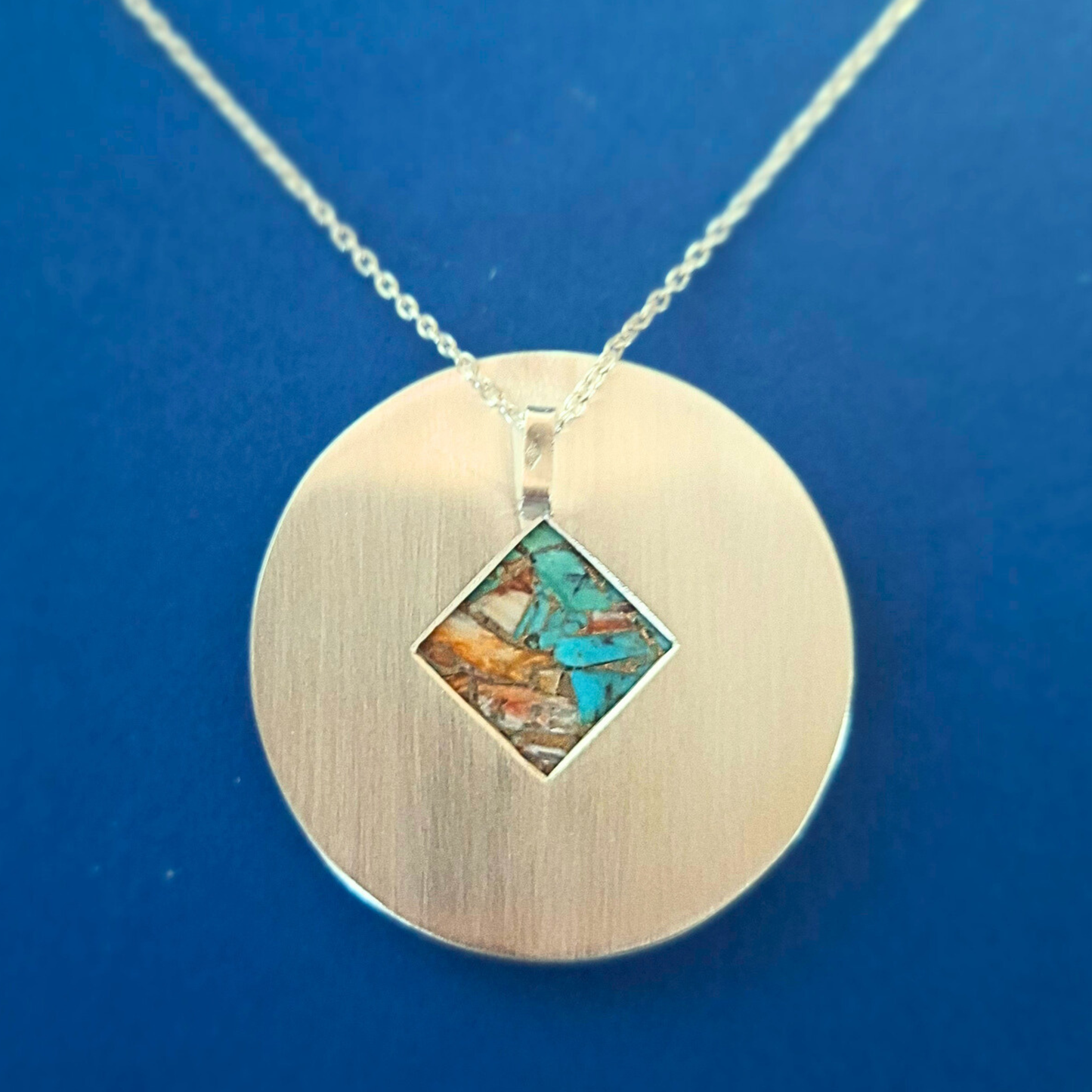 Collier en Argent Massif et Huitre Epineuse turquoise