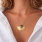 Collier Penelope plaqué or serti d'un Jaspe Africain