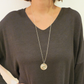 Collier Sautoir Patricia Argent serti d'une Nacre Grise