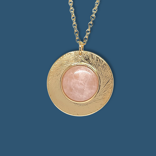 Collier Patricia plaqué or serti d'un Quartz Rose