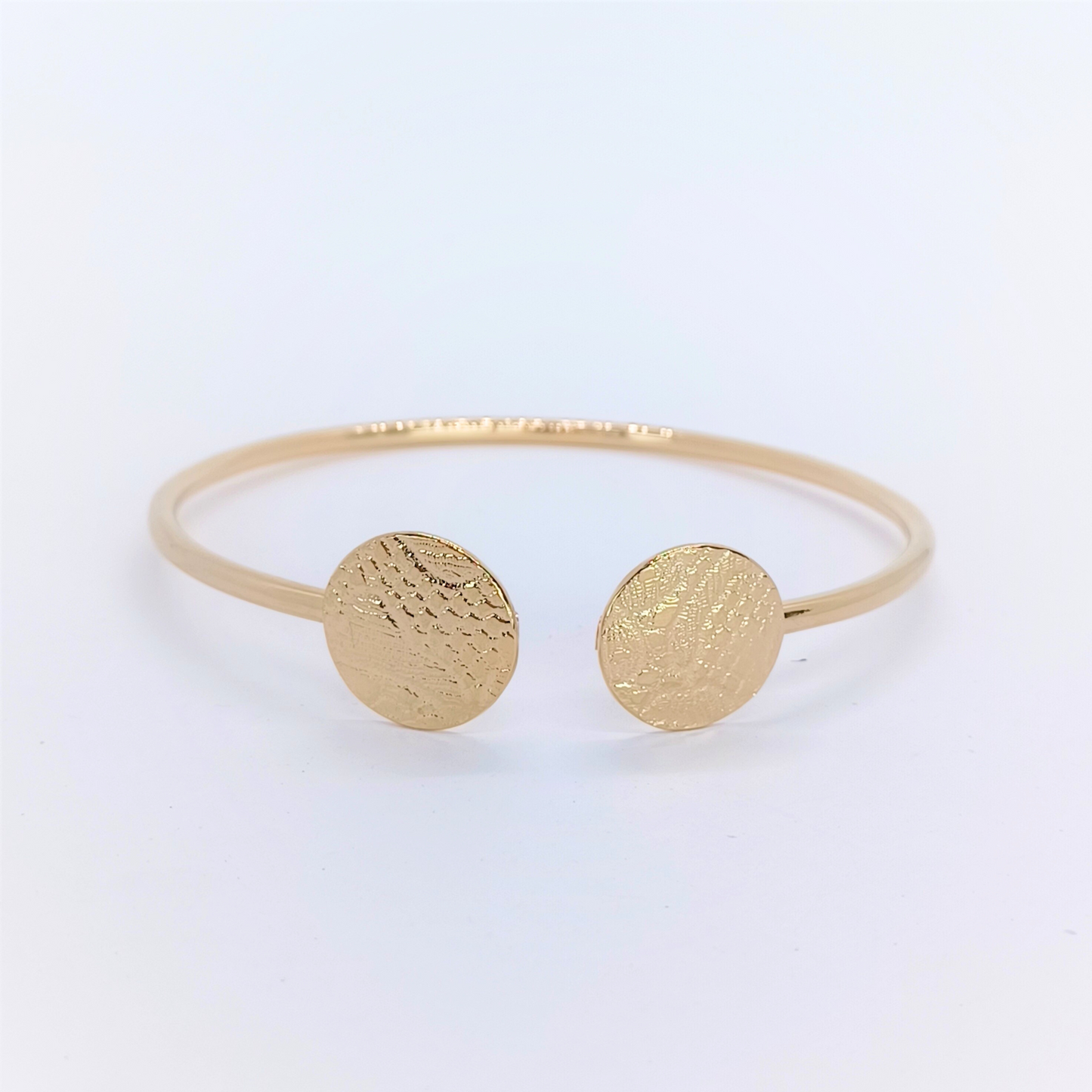 Bracelet Jonc Plume Pastilles en Plaqué Or