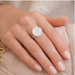 Bague Pastille en Argent Massif, motif dentelle, anneau lisse