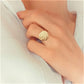 Bague Pastille en Plaqué Or, motif dentelle
