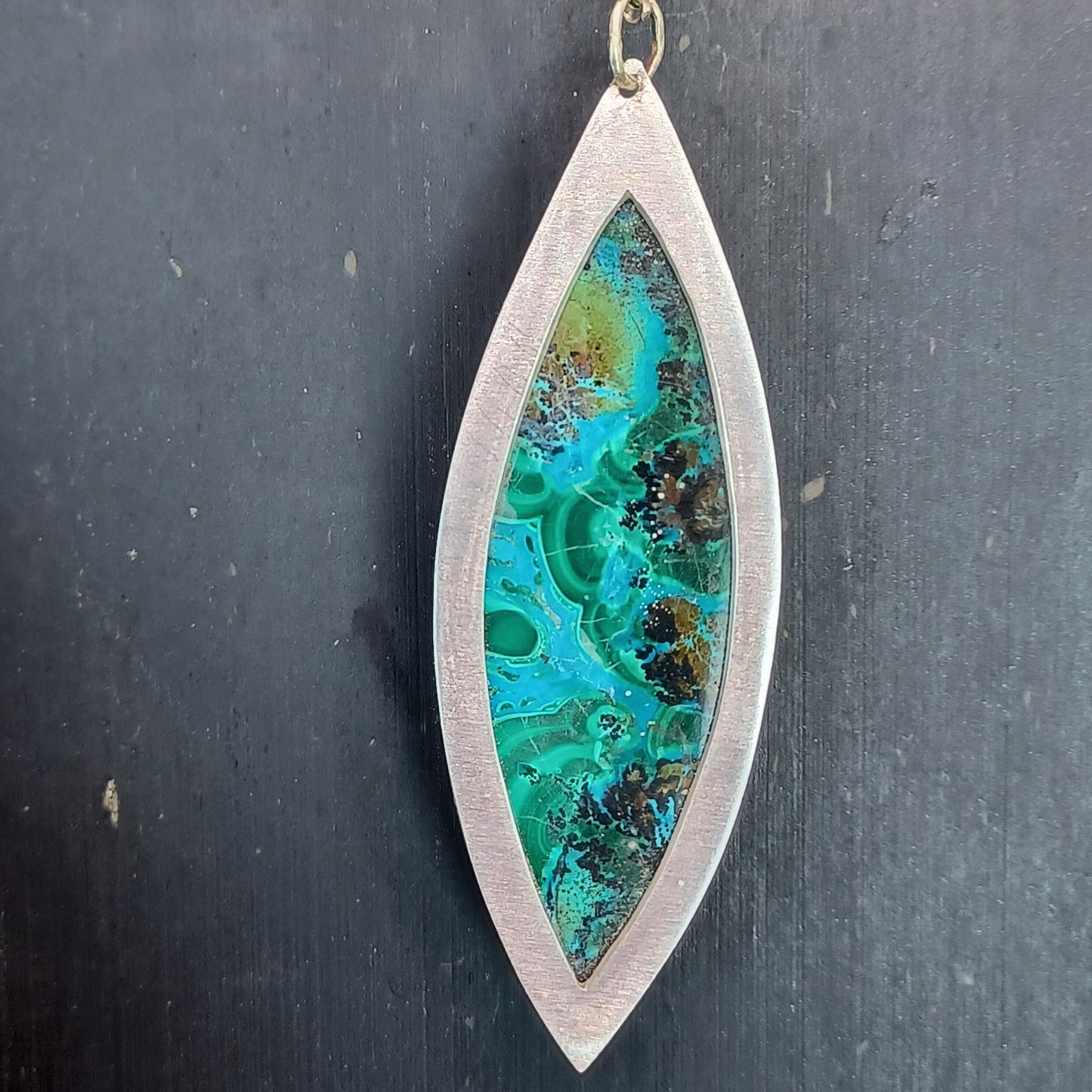 Collier en Argent Massif et Chrysocolle Marquise. Pièce unique