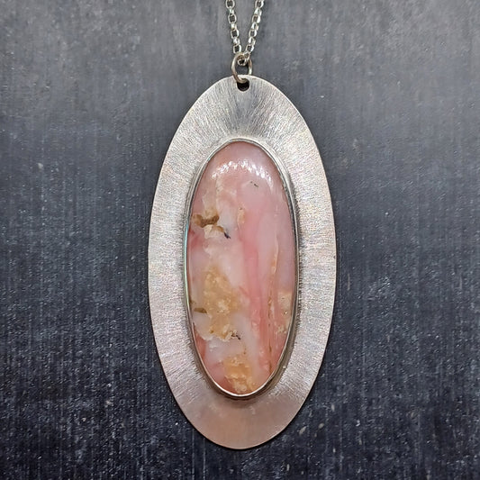 Collier solaire en Argent Massif et Opale des Andes. Pièce unique