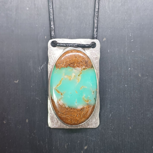 Collier en Argent Massif et Chrysoprase. Pièce unique